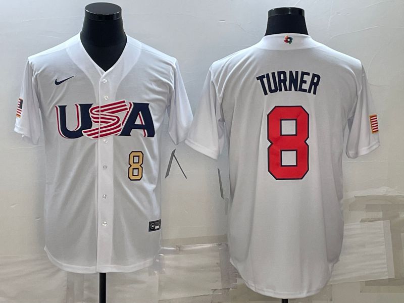 Men 2023 World Cub USA #8 Turner White Nike MLB Jersey2->more jerseys->MLB Jersey